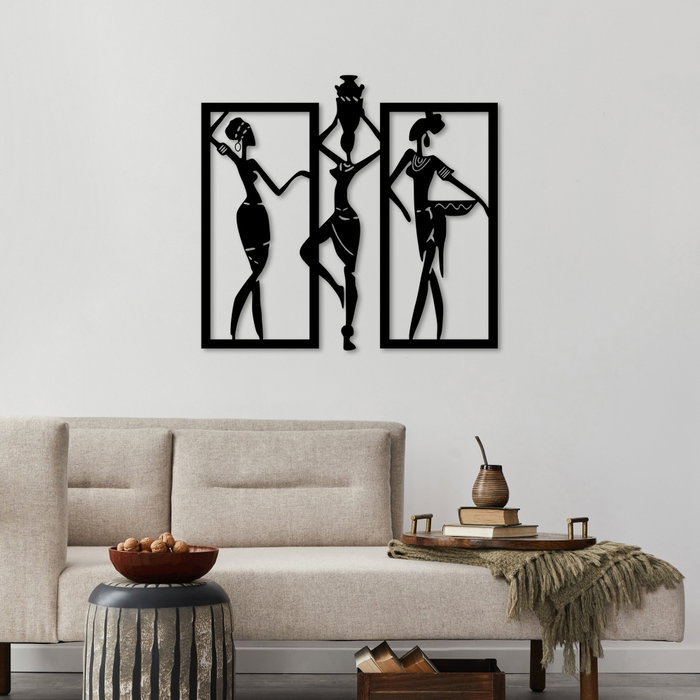 Wallity African Women Escultura de pared negra